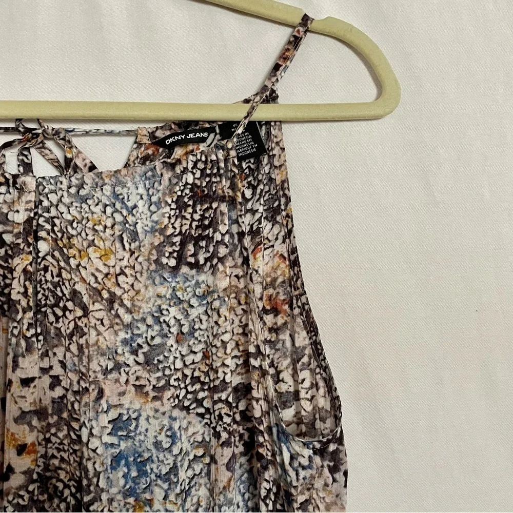 DKNY Boho Printed Midi Dress Artsy Handkerchief Hemline - Picture 5 of 15